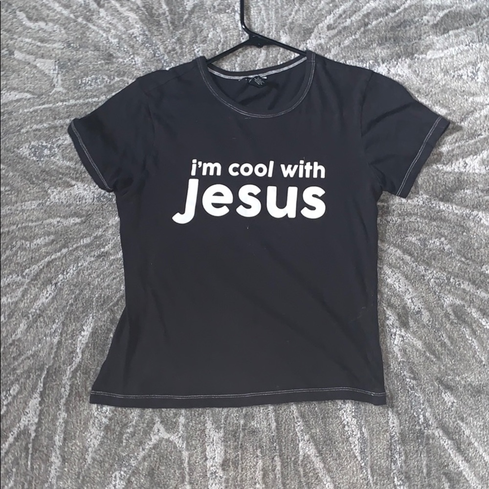 Black “Im cool with Jesus” graphic tee